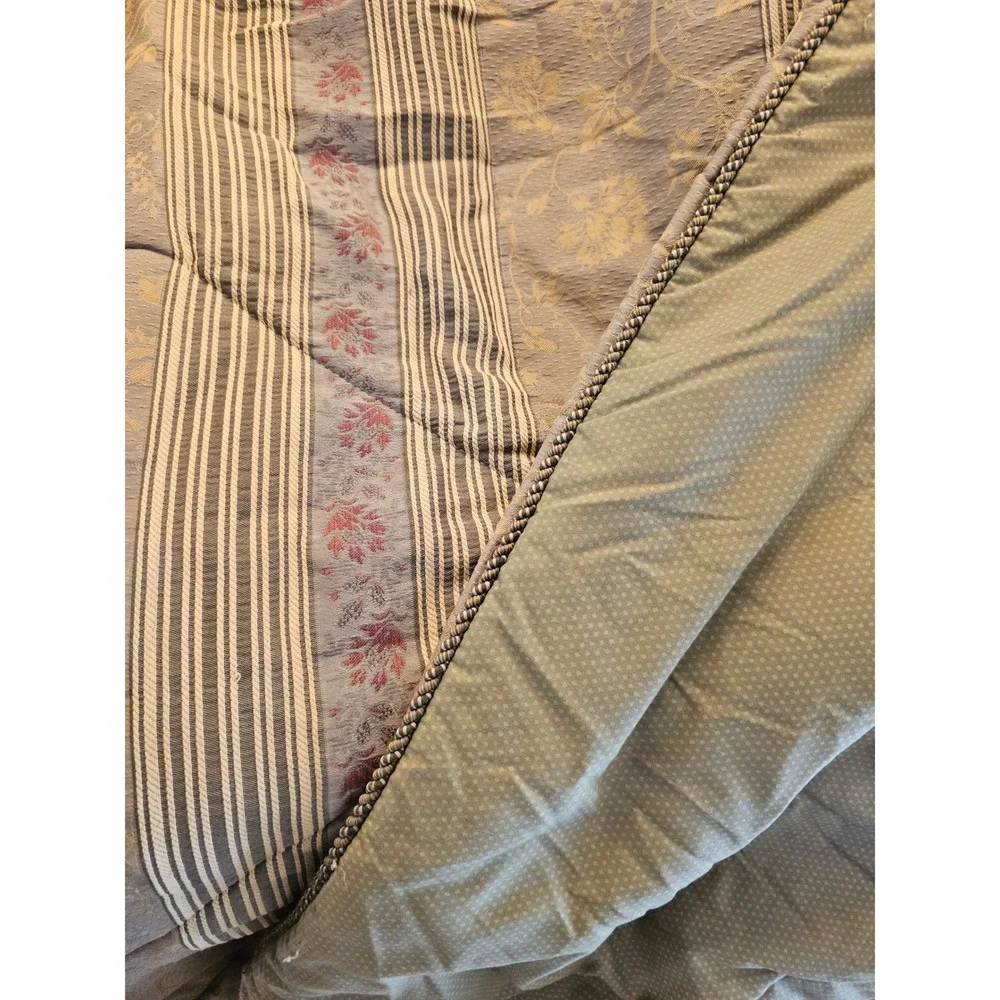 Wamsutta 90s Queen Comforter+Shams Floral Damask Stripe Jacquard Sage USA 92x96